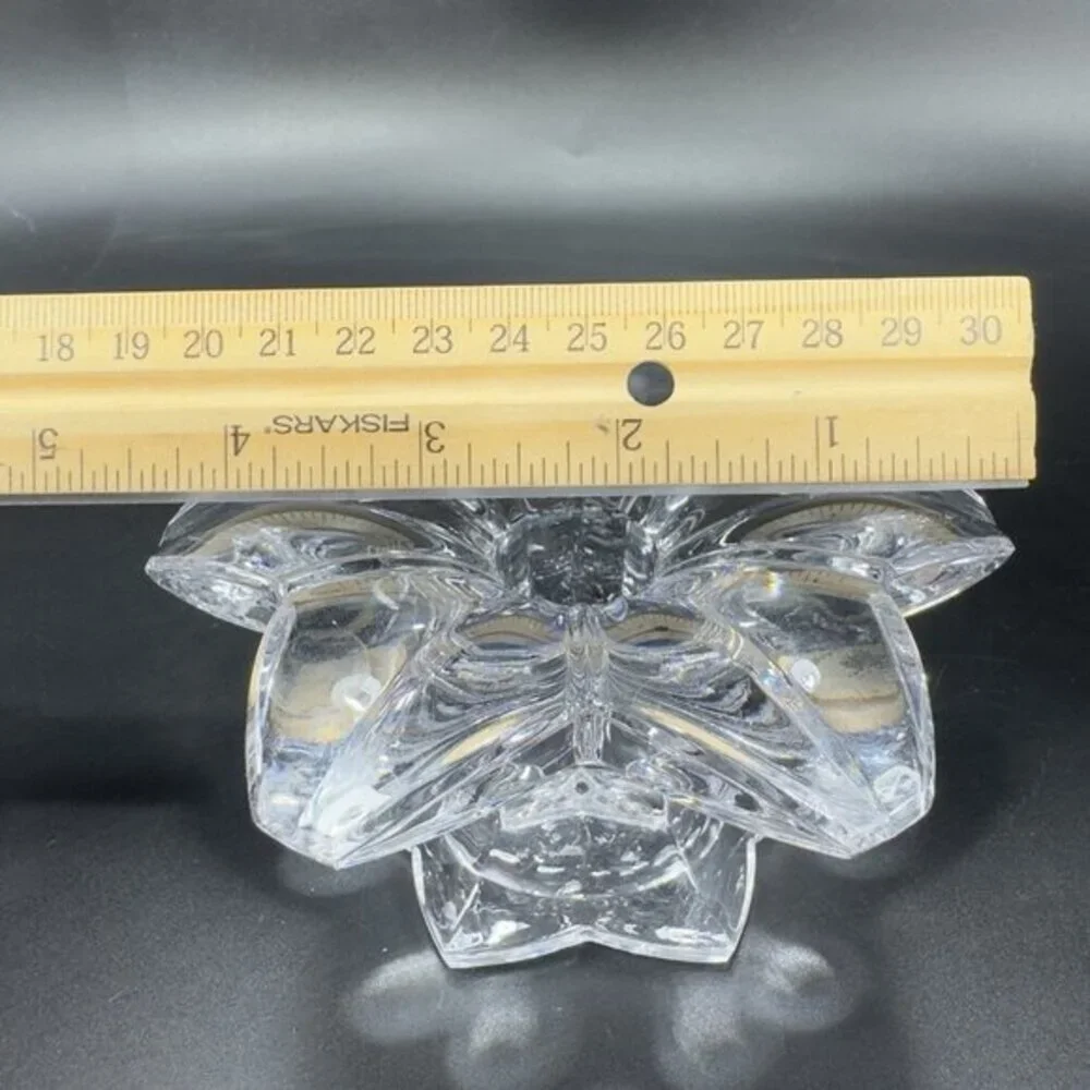 MIKASA Clear Crystal Glass Candle Stick Holder Set 2 Flower Shaped Candle Holder